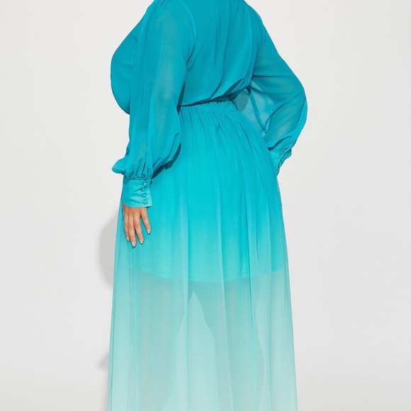 Elegant Teal Ombre Maxi Dress - Picture 7 of 16